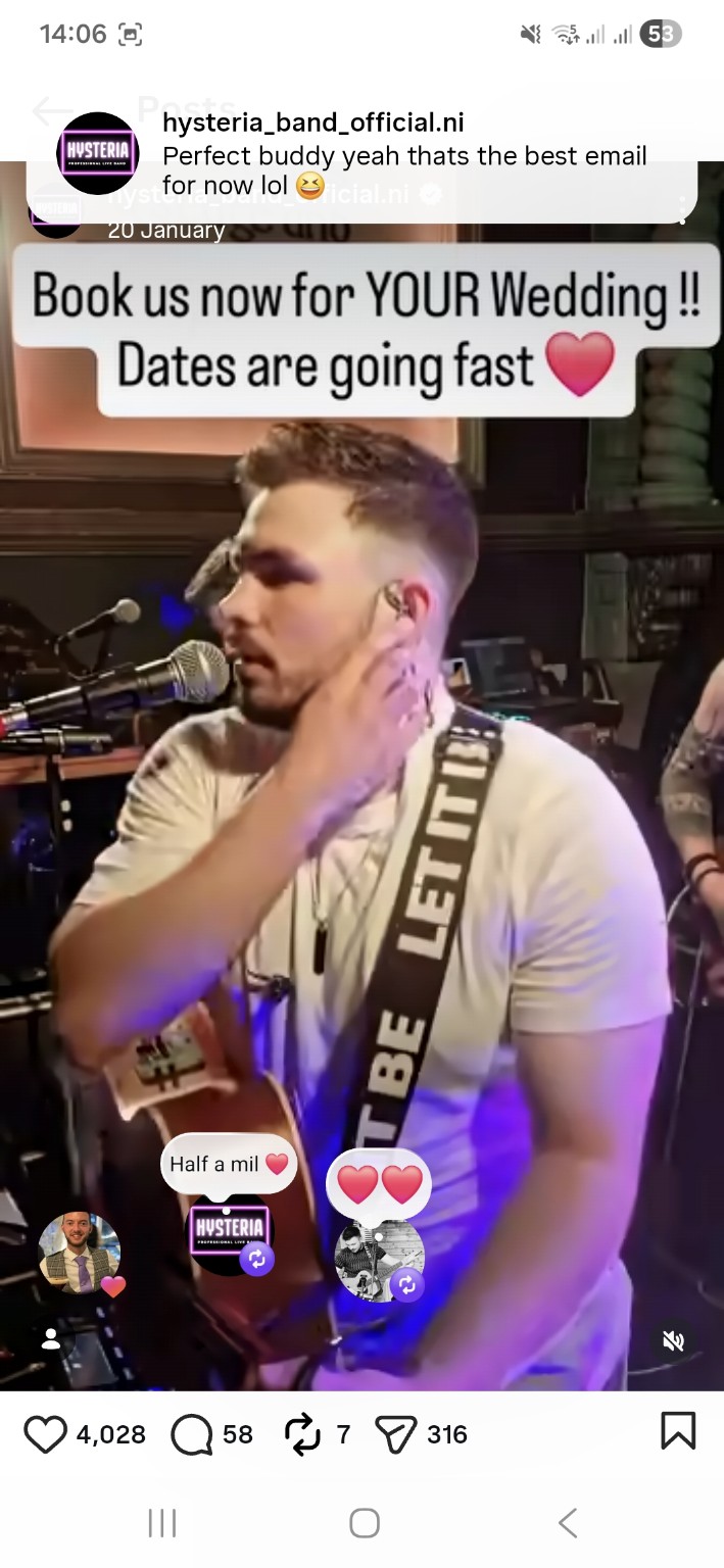 Hysteria performing live